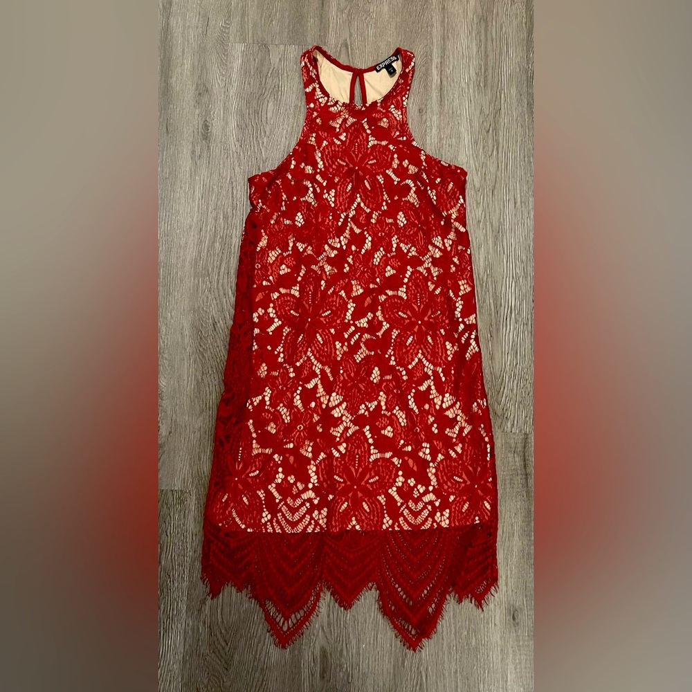 Express lace red dress